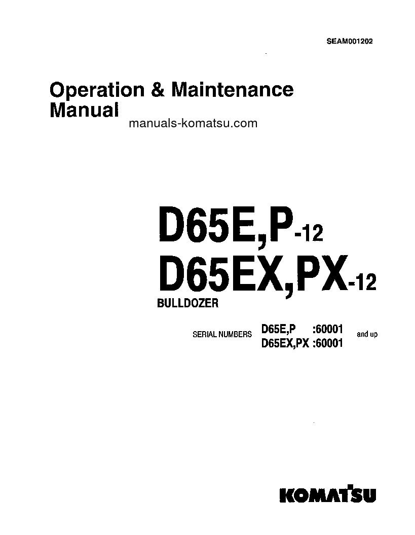 D65EX-12(JPN) S/N 60001-60941 Operation manual (English)