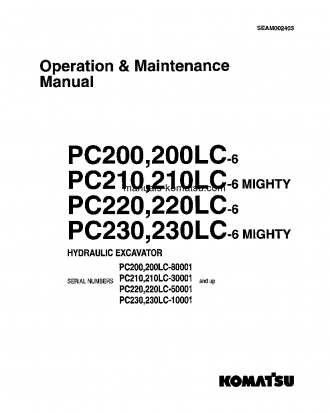 PC220-6(JPN) S/N 50001-53561 Operation manual (English)