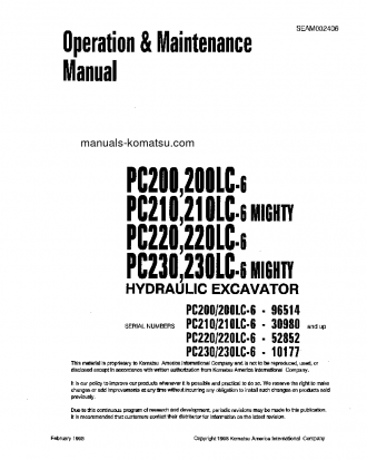 PC220-6(JPN) S/N 52852-53525 Operation manual (English)