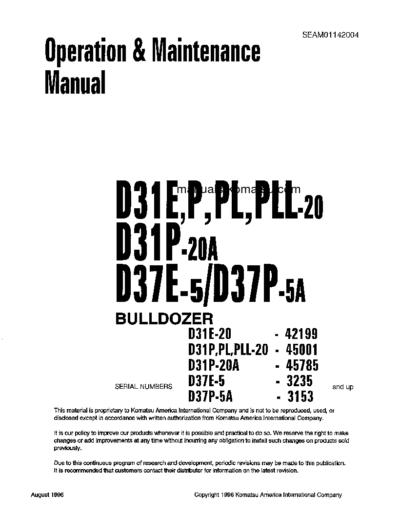 D31PL-20(JPN) S/N 45001-47616 Operation manual (English)