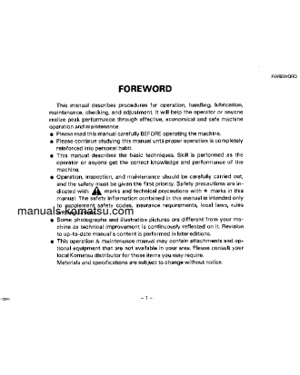 WD600-1(JPN) S/N 10001-UP Operation manual (English)