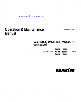 WA400-1(JPN) S/N 10001-UP Operation manual (English)