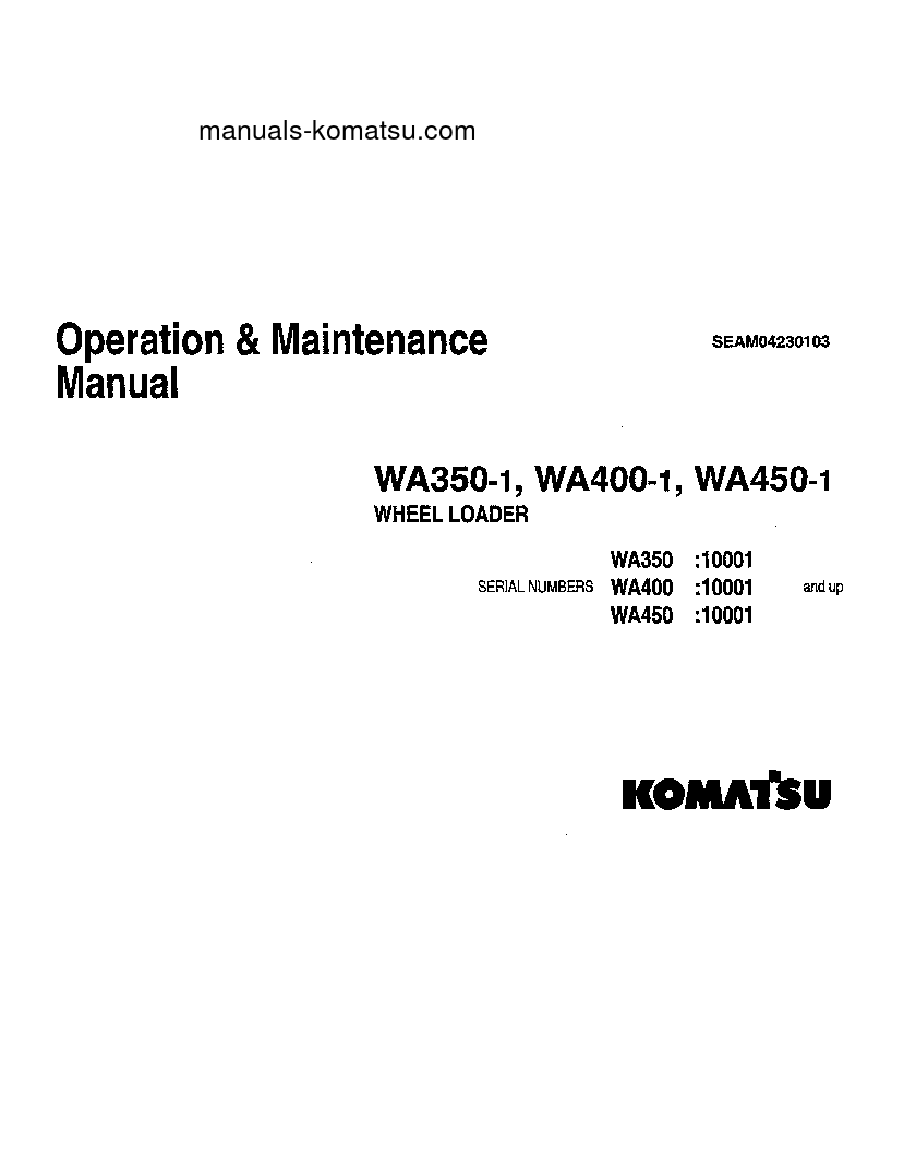 WA450-1(JPN) S/N 10001-UP Operation manual (English)