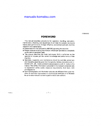 WA400-1(JPN) S/N 10001-UP Operation manual (English)