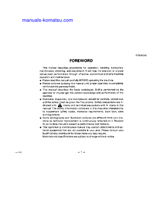 WA800-1(JPN) S/N 10001-UP Operation manual (English)