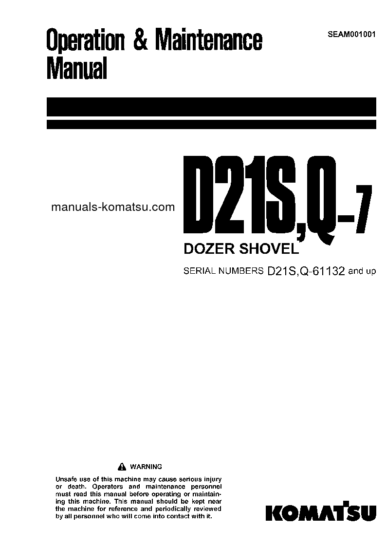 D21Q-7(JPN) S/N 61132-UP Operation manual (English)