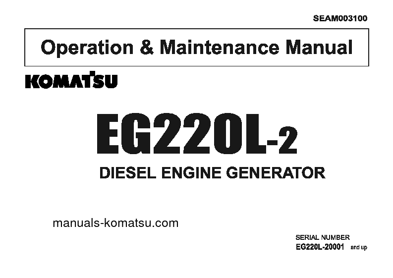 EG220L-2(JPN) S/N 20001-UP Operation manual (English)