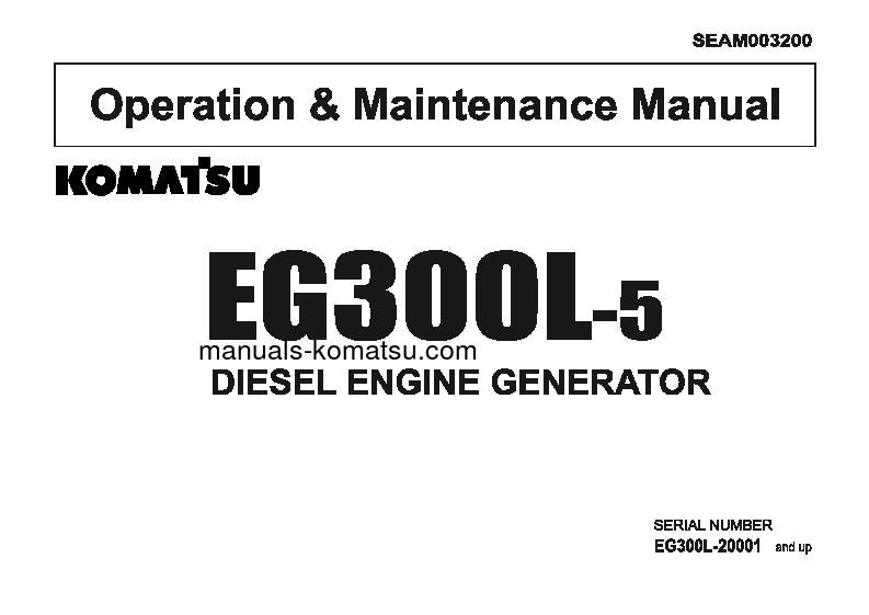 EG300L-5(JPN) S/N 20001-UP Operation manual (English)