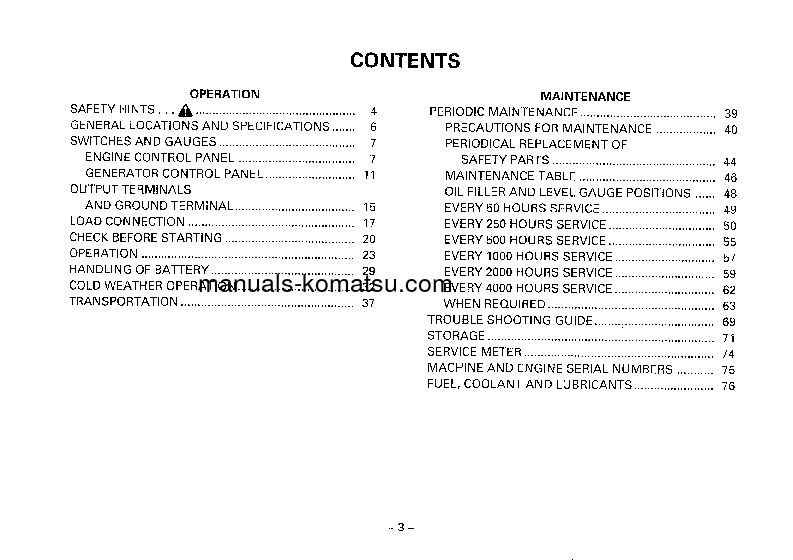 Protected: EG300L-5(JPN) S/N 20001-UP Operation manual (English)
