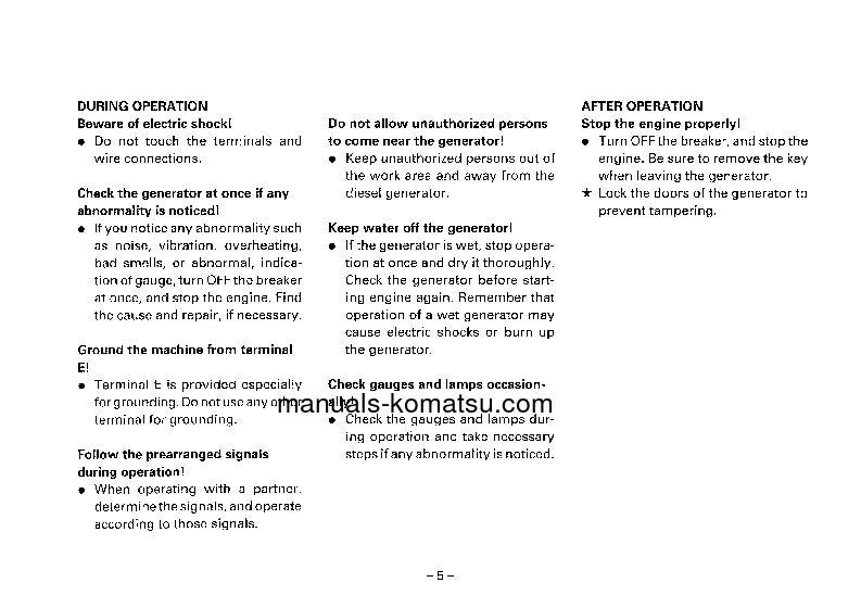 Protected: EG300L-5(JPN) S/N 20001-UP Operation manual (English)