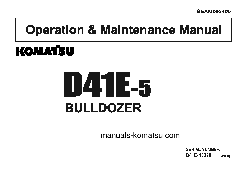 D41E-5(JPN) S/N 10228-UP Operation manual (English)