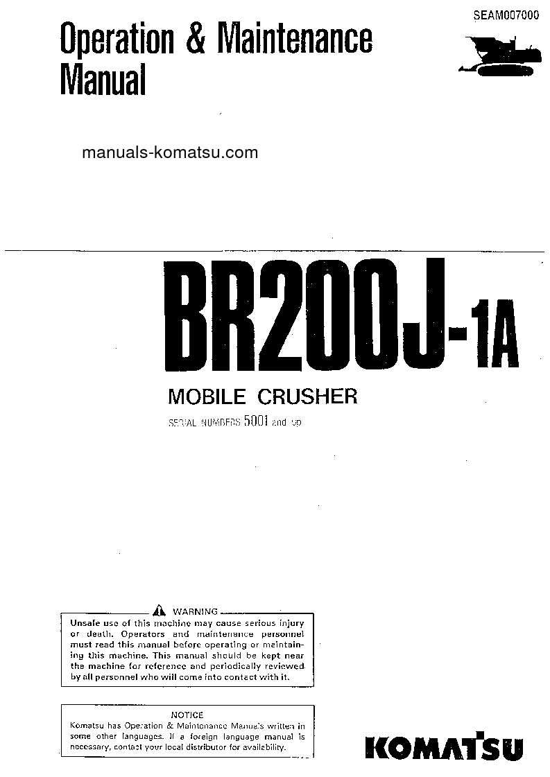 BR200J-1(JPN)-FOR KOREA S/N 5001-UP Operation manual (English)