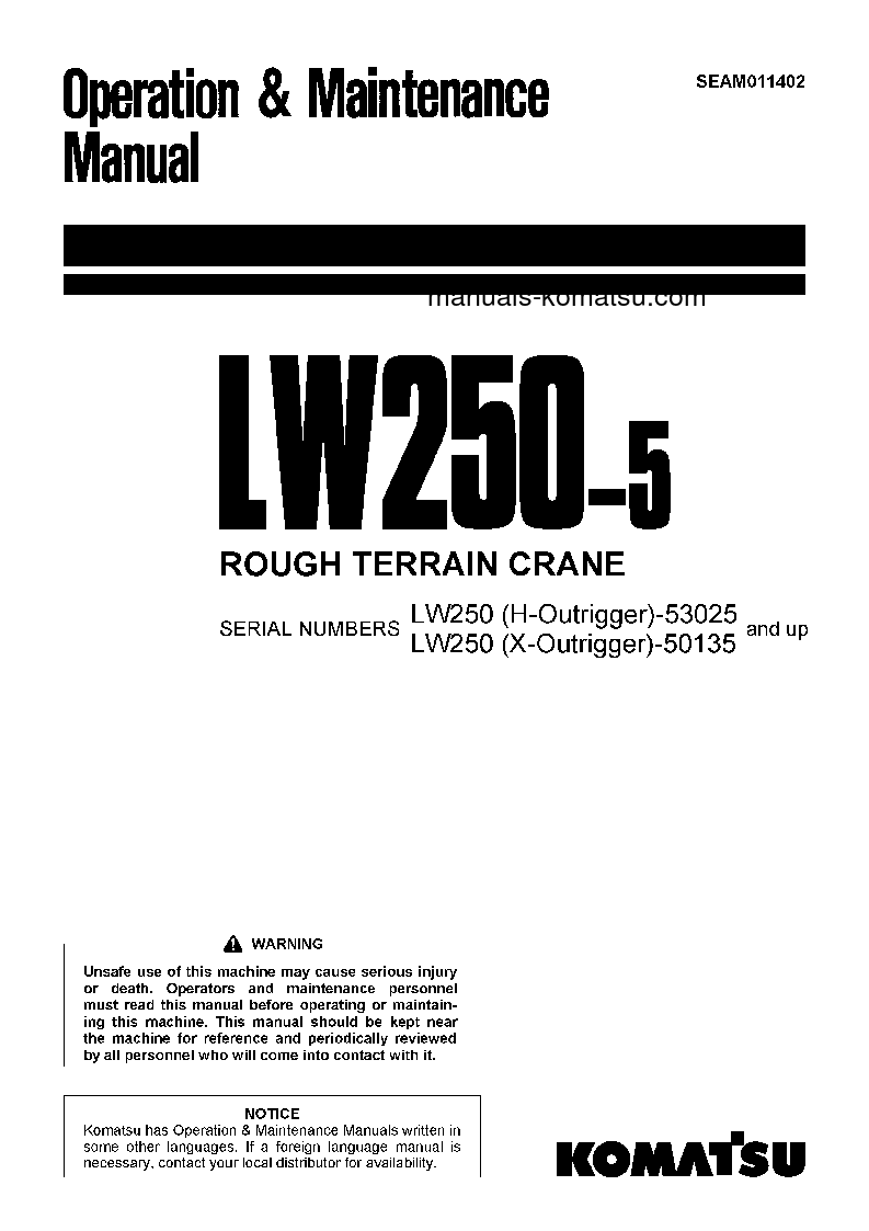 LW250-5(JPN)-H-TYPE S/N 53025-UP Operation manual (English)