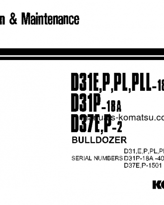 D31PL-18(JPN) S/N 40001-40518 Operation manual (English)