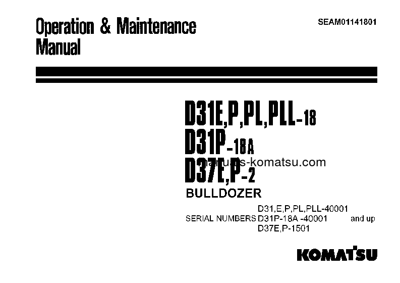 D31PLL-18(JPN) S/N 40001-40520 Operation manual (English)
