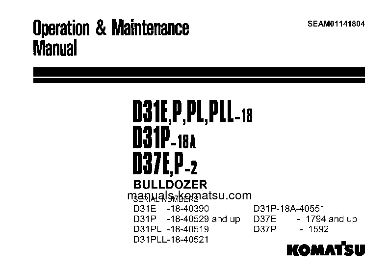 D31P-18(JPN)-TRIMMING DOZER S/N 40529-UP Operation manual (English)
