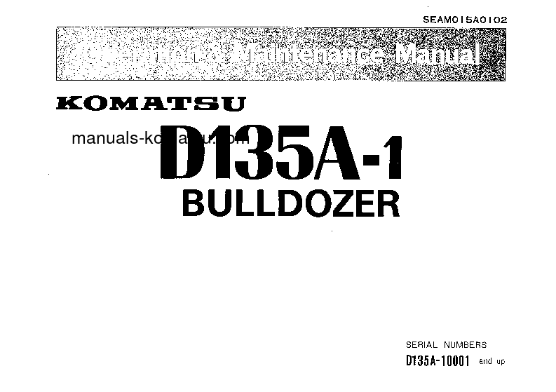 D135A-1(JPN) S/N 10001-UP Operation manual (English)