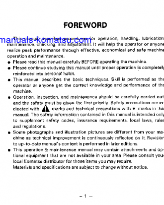 D135A-1(JPN) S/N 10001-UP Operation manual (English)