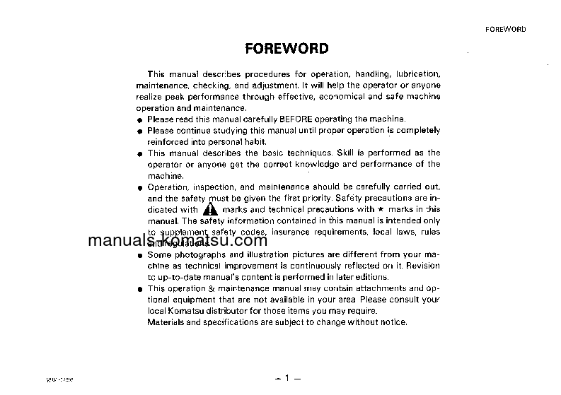 Protected: D135A-1(JPN) S/N 10001-UP Operation manual (English)