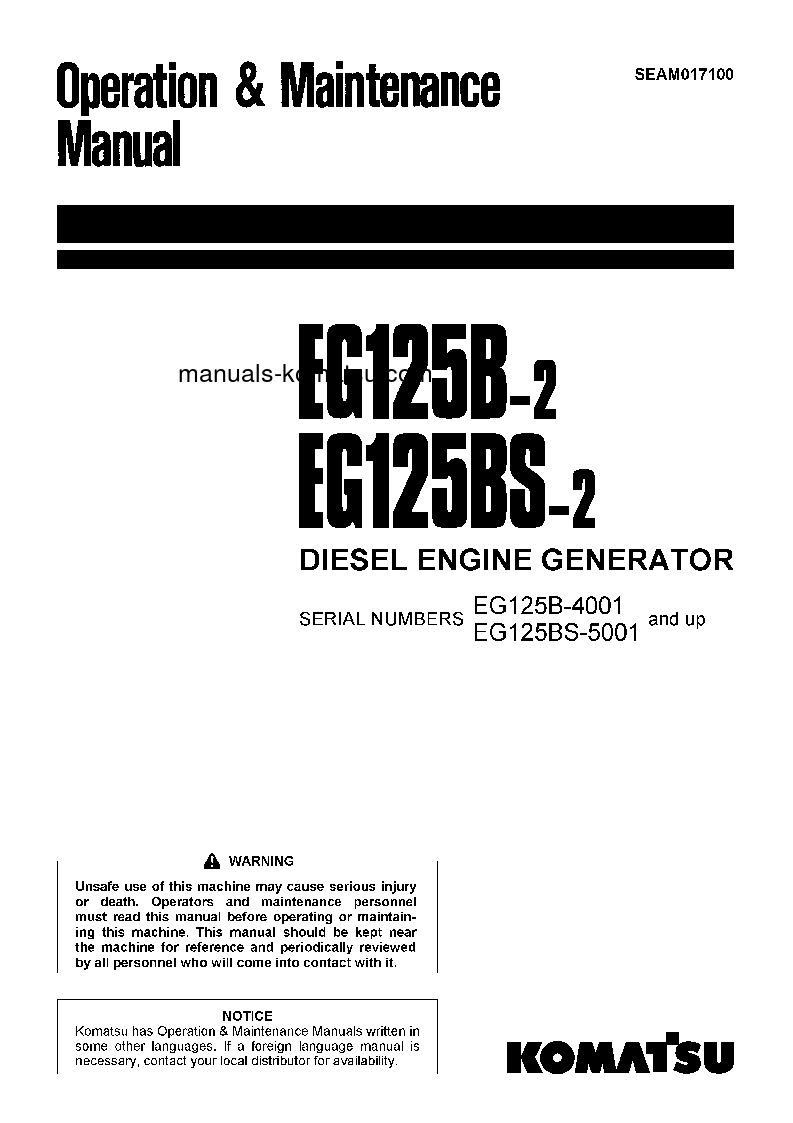 EG125BS-2(JPN) S/N 5001-UP Operation manual (English)