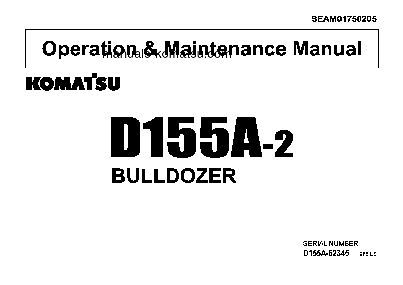 D155A-2(JPN) S/N 52345-53134 Operation manual (English)
