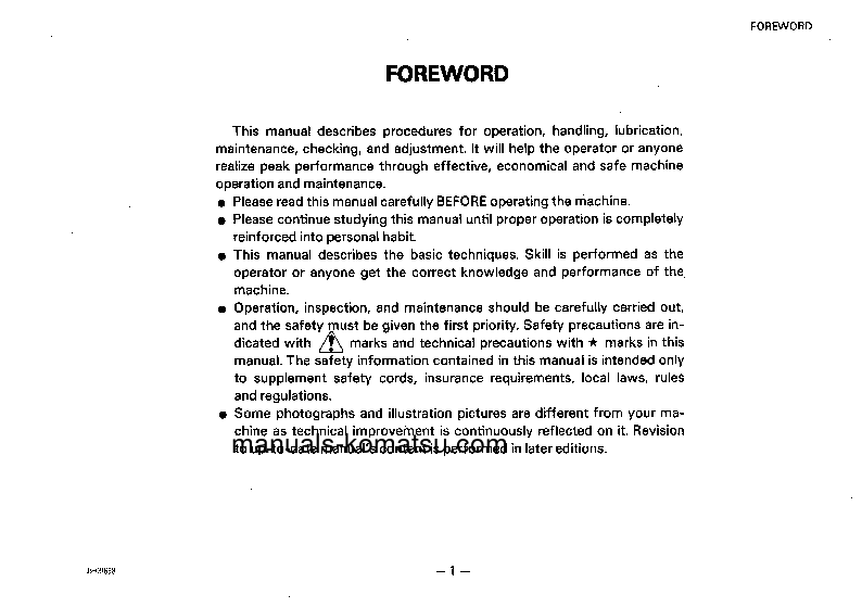 Protected: D155S-1(JPN) S/N 1184-UP Operation manual (English)