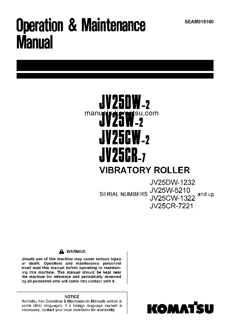 JV25CW-2(JPN) S/N 1322-UP Operation manual (English)