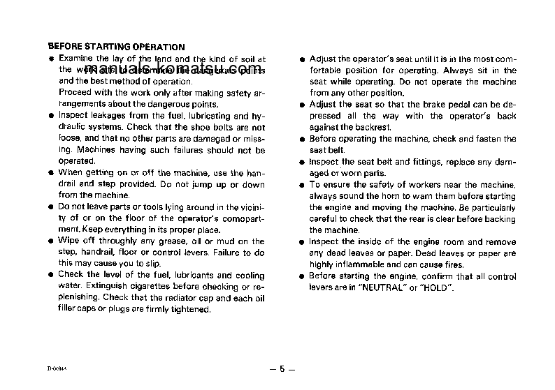 Protected: D355A-5(JPN) S/N 12622-UP Operation manual (English)