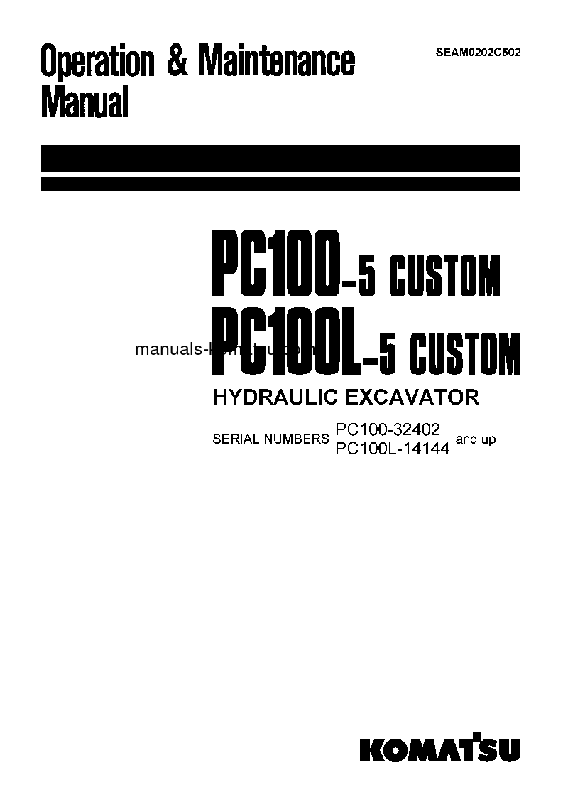 PC100-5(JPN)-CUSTOM S/N 32402-UP Operation manual (English)
