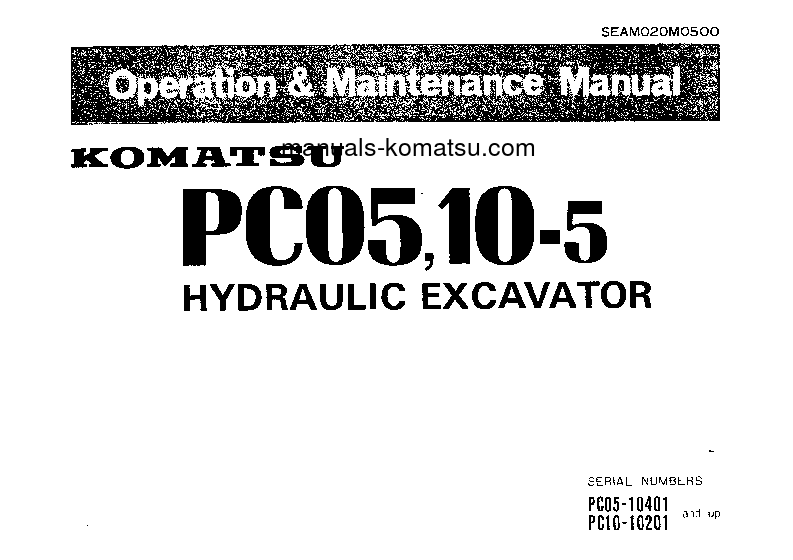 PC10-5(JPN) S/N 10201-10300 Operation manual (English)