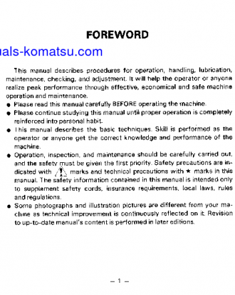 PC10-5(JPN) S/N 10201-10300 Operation manual (English)