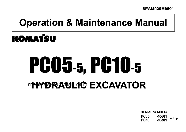 PC10-5(JPN) S/N 10301-UP Operation manual (English)