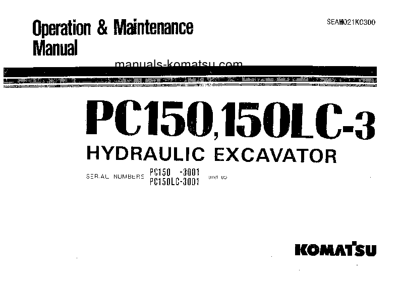 PC150-3(JPN)-C SPEC S/N 3001-UP Operation manual (English)