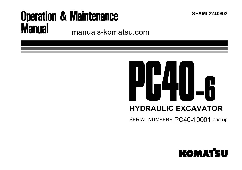 PC40-6(JPN) S/N 10001-12140 Operation manual (English)
