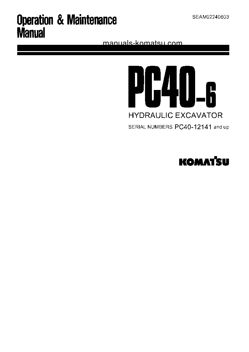 PC40-6(JPN) S/N 12141-UP Operation manual (English)