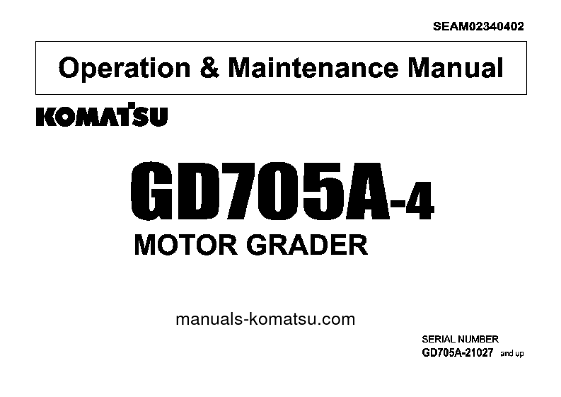 GD705A-4(JPN) S/N 21027-UP Operation manual (English)