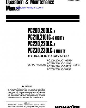 PC220-6(JPN) S/N 55729-UP Operation manual (English)