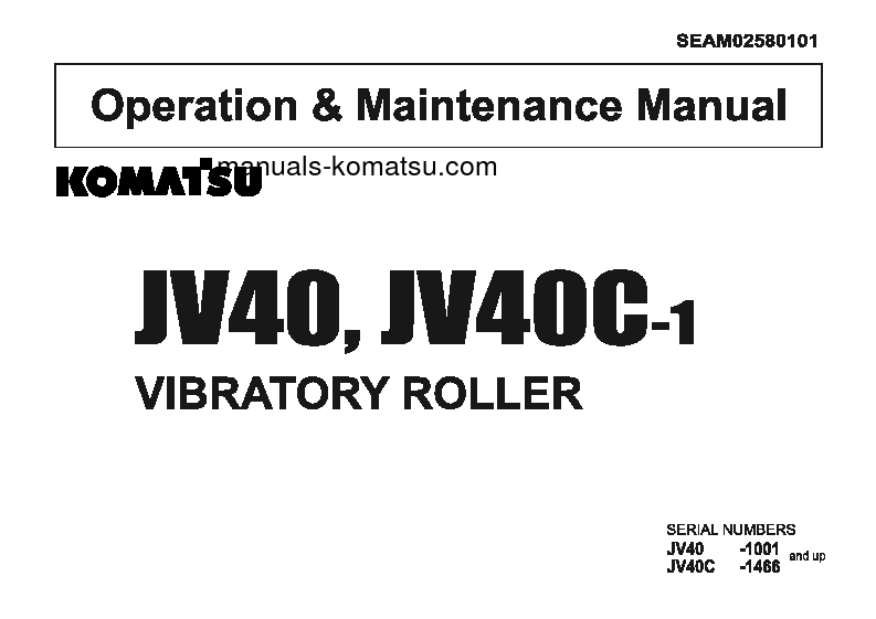 JV40-1(JPN) S/N 1001-UP Operation manual (English)