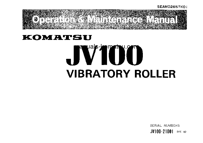 JV100-1(JPN) S/N 21001-UP Operation manual (English)