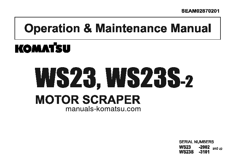 WS23S-2(JPN) S/N 3101-UP Operation manual (English)