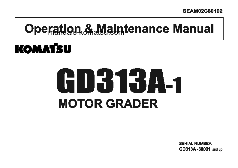 GD313A-1(JPN) S/N 30001-UP Operation manual (English)