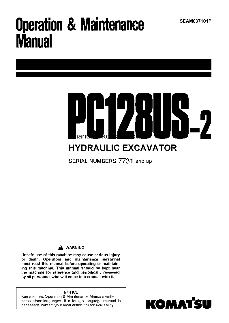PC128US-2(JPN)-FOR EU S/N 7731-8268 Operation manual (English)