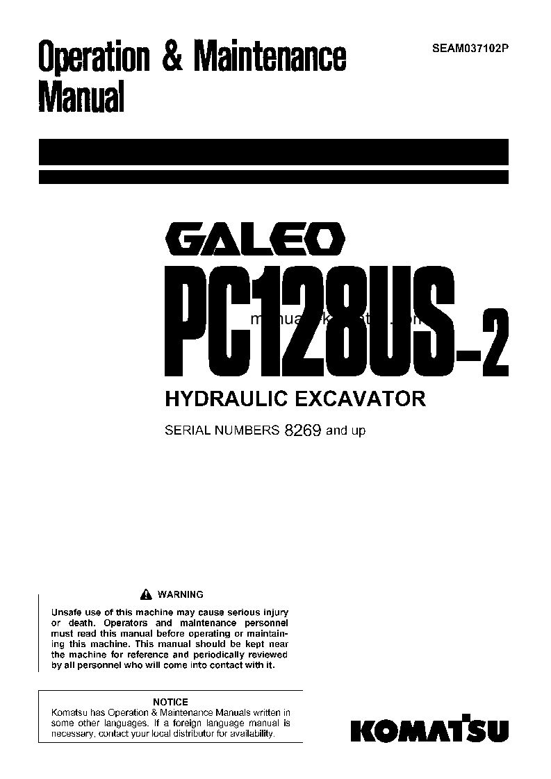 PC128US-2(JPN)-FOR EU S/N 8269-UP Operation manual (English)