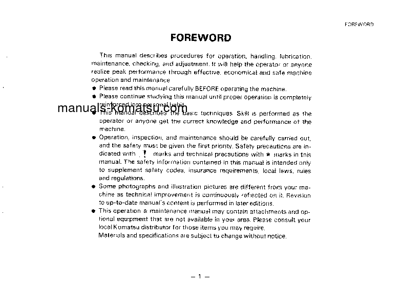 Protected: WA70-1(JPN) S/N 10001-12000 Operation manual (English)