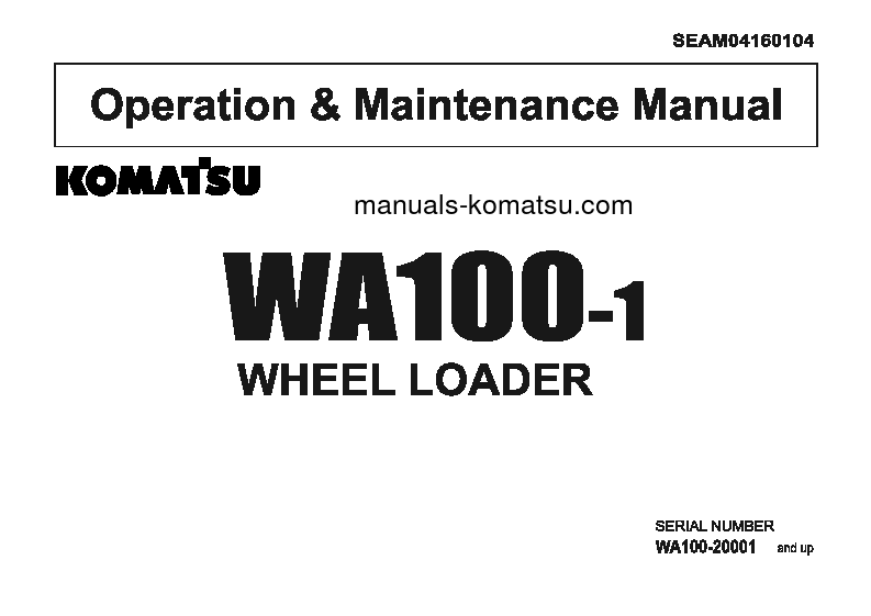 WA100-1(JPN) S/N 20001-UP Operation manual (English)