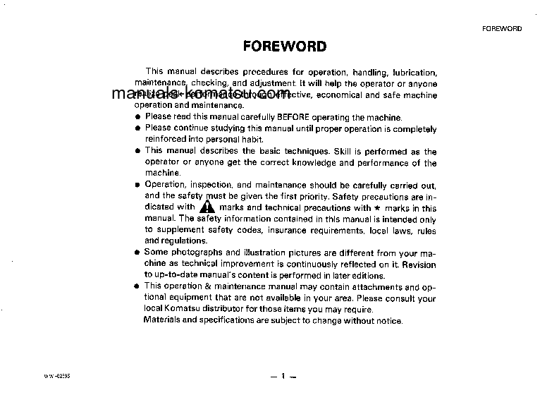 Protected: WA100-1(JPN) S/N 20001-UP Operation manual (English)