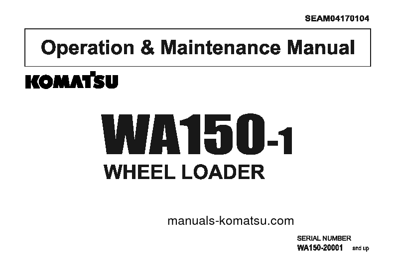 WA150-1(JPN) S/N 20001-UP Operation manual (English)