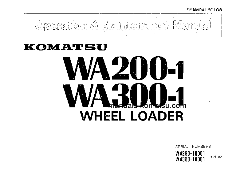 WA200-1(JPN) S/N 10001-20000 Operation manual (English)
