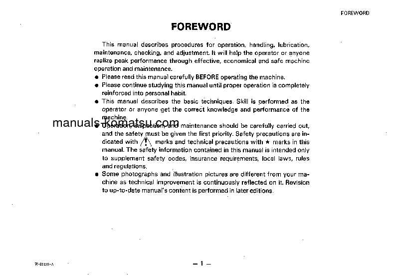 Protected: WA200-1(JPN) S/N 10001-20000 Operation manual (English)