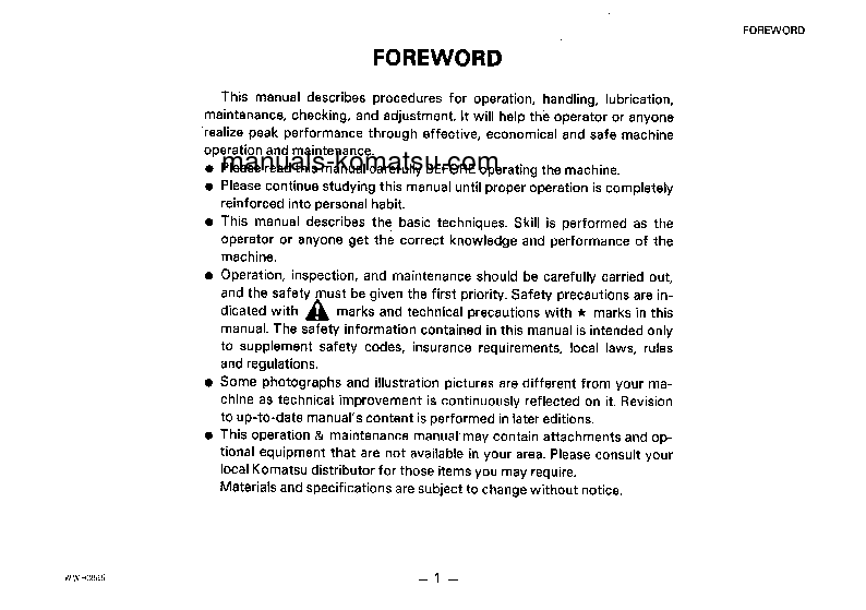 Protected: WA300-1(JPN) S/N 20001-UP Operation manual (English)